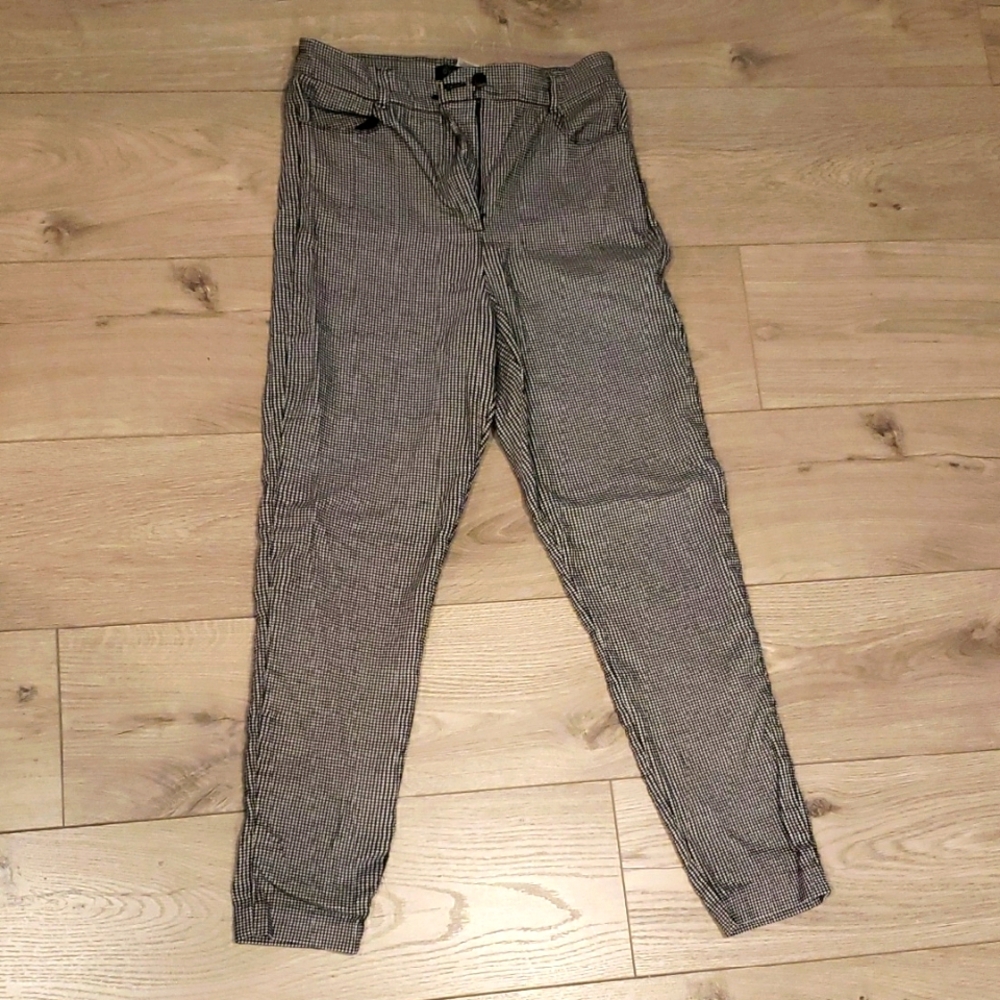 Dynamite Black and White Tapered Trousers with Belt Loops